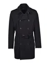 Montecore Double-breasted Coat With Belt In Black