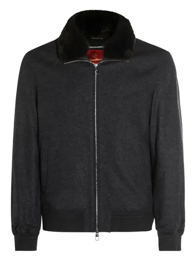 MONTECORE FAUX-FUR-TRIM ZIP-FRONT JACKET