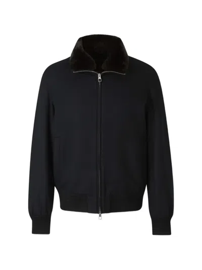 Montecore Faux-fur Collar Bomber Jacket In Black
