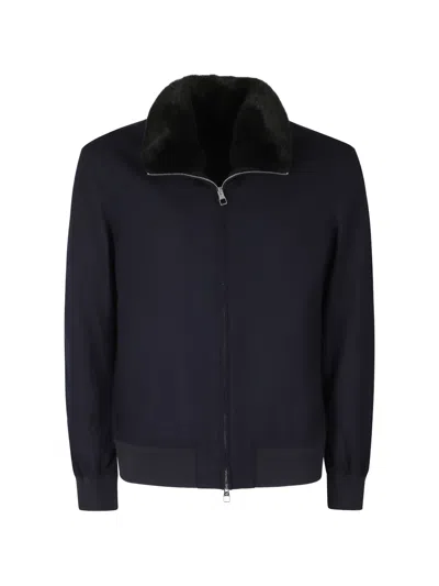 Montecore Faux-fur Collar Bomber Jacket In Black