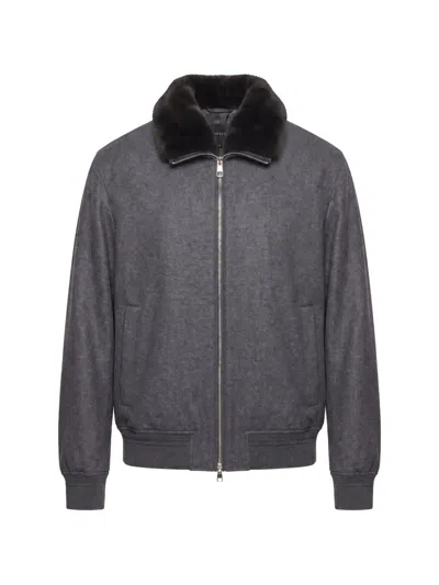 Montecore Faux-fur Collar Bomber Jacket In White