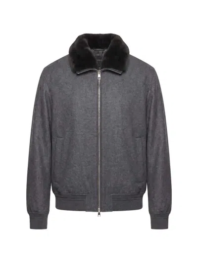 Montecore Faux-fur Collar Bomber Jacket In Grey