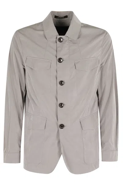 Montecore Gray Nylon Light Cropped Shoulders-insignia Polyamide Jacket