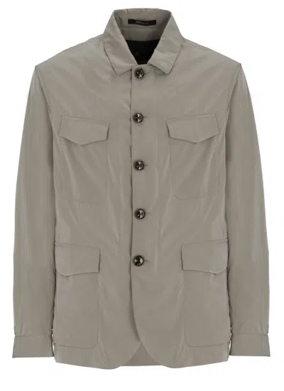 Montecore Grey Tech Fabric Flap-pocket Jacket In Green