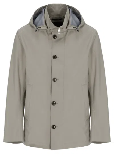 Montecore Grey Tech Fabric Hooded Jacket In Green
