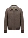 Montecore Herringbone-pattern Zip-up Jacket In Brown