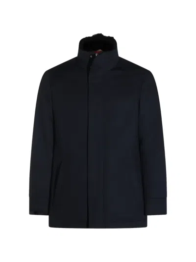 Montecore High-neck Single-breasted Coat In Blue