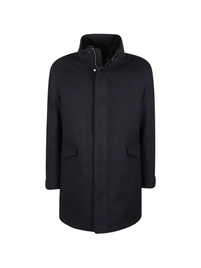 Montecore High-neck Wool Coat In Blue