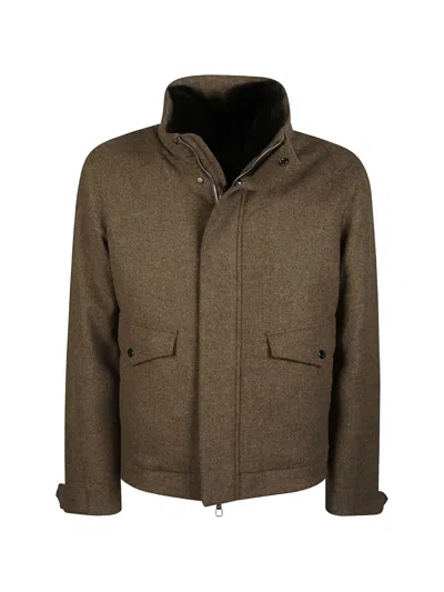 Montecore High-neck Wool Jacket In Brown
