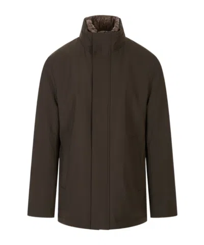Montecore High-neck Zip-up Jacket In Brown
