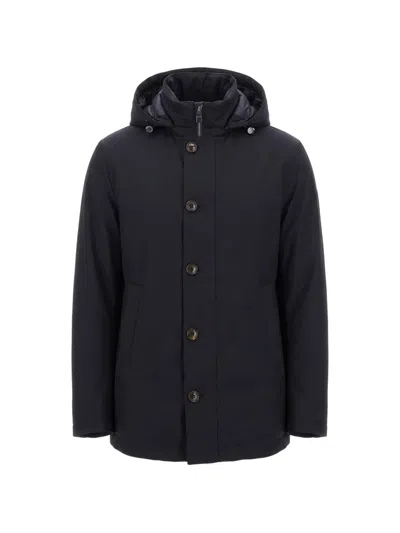 Montecore Hooded Button-up Jacket In Blue
