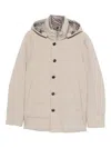 Montecore Hooded Quilted Button Coat In Neutral