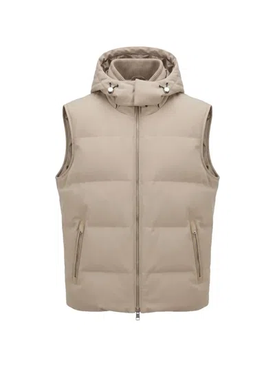 Montecore Hooded Quilted Gilet In Neutral