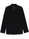 Montecore Double-breasted Black Jacket With Metallic Accents In Blue
