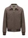 Montecore Herringbone-pattern Zip-up Jacket In Brown