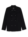 Montecore Double-breasted Black Jacket With Metallic Accents In Dark Blue