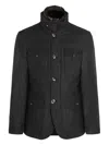 Montecore High-neck Buttoned Coat In Black
