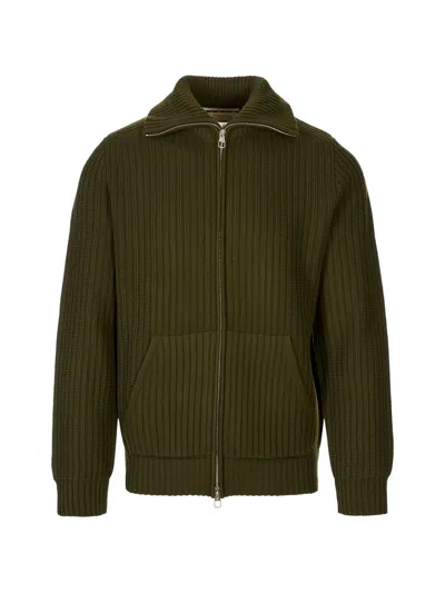 Montecore Ribbed-knit Zip-up Cardigan In 그린