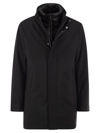 Montecore Stretch Technical Fabric Jacket With Detachable Inner Bib In Black
