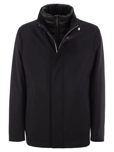 Montecore Stretch Technical Fabric Jacket With Detachable Inner Bib In Black