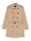 Montecore Belted Double-breasted Coat In Brown