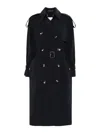 Montecore Double-breasted Black Trench Coat In Dark Blue