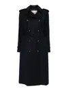 Montecore Virgin Wool Trench Coat In Dark Blue