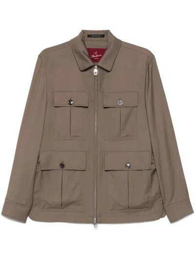 Montecore Wool Utility Jacket With Structured Collar In Brown