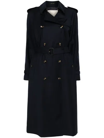 Montecore Virgin Wool Trench Coat In Blue