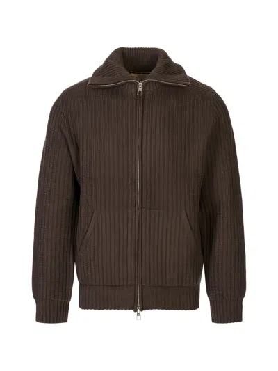 Montecore Zip-up Cardigan In 브라운