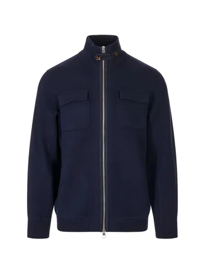 Montecore Zip-up High-neck Sweater In Blue