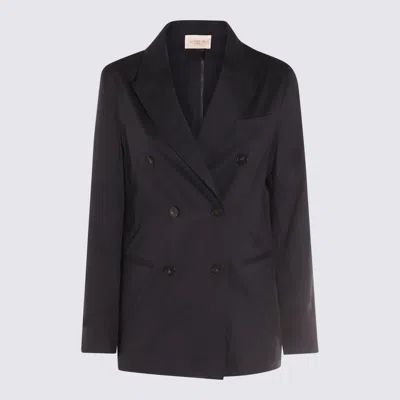 Montedoro Black Linen Casual Jacket In Multicolor