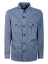 Montedoro Contemporary Sahariana Shirt With Practical Pockets In Blue