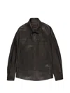 Montedoro Buttoned Leather Overshirt In Black
