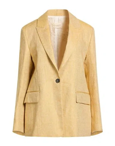 Montedoro By Slowear Woman Blazer Mustard Size 8 Linen In Yellow