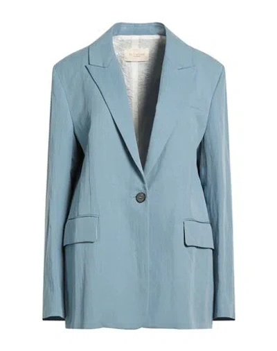 Montedoro By Slowear Woman Blazer Slate Blue Size 8 Lyocell, Linen