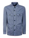 Montedoro Contemporary Sahariana Shirt With Practical Pockets In Blue