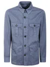 Montedoro Contemporary Sahariana Shirt With Practical Pockets In Blue