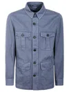 Montedoro Contemporary Sahariana Shirt With Practical Pockets In Blue