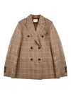 Montedoro Double-breasted Check Jacket In Brown