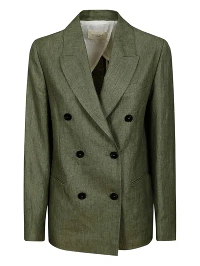 Montedoro Double-breasted Linen Jacket In Green