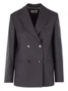 Montedoro Double-breasted Peaked-lapels Blazer In Gray