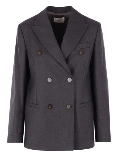Montedoro Double-breasted Peaked-lapels Blazer In Gray
