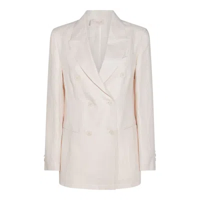 Montedoro White Linen Casual Jacket In Neutral