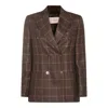 Montedoro Checked Double-breasted Blazer In Brown