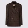 Montedoro Checked Double-breasted Blazer In Brown