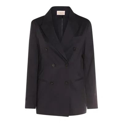 Montedoro Black Linen Casual Jacket In Multicolor