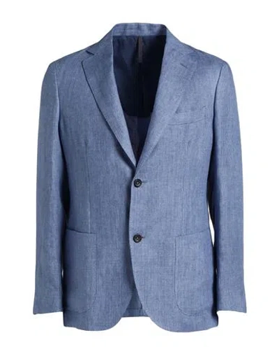 Montedoro Man Blazer Azure Size 38 Linen In Blue