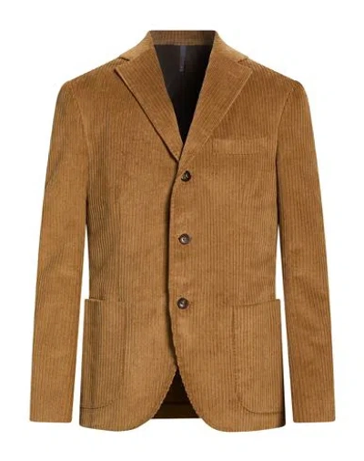 Montedoro Man Blazer Brown Size 44 Cotton, Elastane In Orange