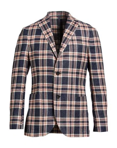 Montedoro Man Blazer Navy Size 42 Hemp, Virgin Wool In Multi